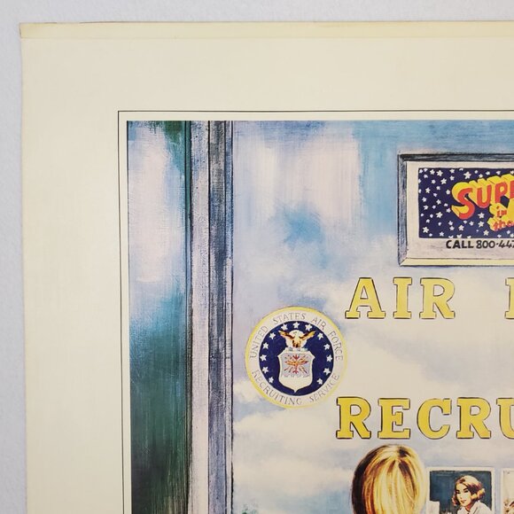 US AIR FORCE Vintage 1979 Government Recruiting Advertising War Art Poster 23x17 - Picture 3 of 12